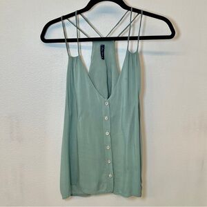 Nasty Gal Final Touch Button Up Double Strap Mint Teal Tank Top - Size S